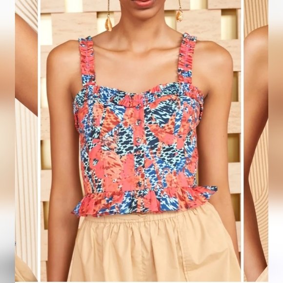 Ulla Johnson, Alexandra Crop Tank, In‎ Flamingo, Size 8 - Picture 1 of 13